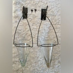 Pottery Barn Hanging Wall Vase Set 2